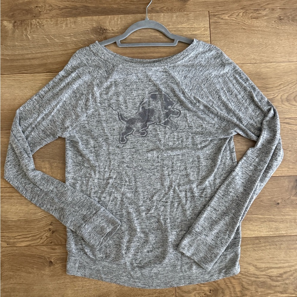 Gray Soft Faded Detroit Lions Long Sleeve